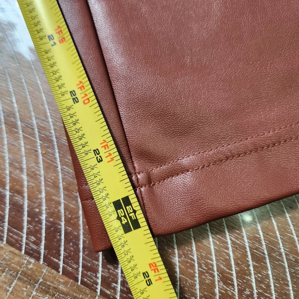 Abercrombie & Fitch Cognac Faux Leather Paperbag Waist Pants‎ XS Brown Straight